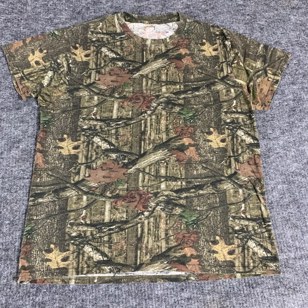 Mossy Oak T Shirt Mens L Green Camouflage Short Sleeve Hunting Outdoors Fishing